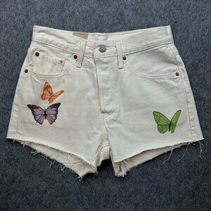 Levi's 501 Original Fit Give Me Butterflies Shorts Women's Sz 26 Button Fly NWT